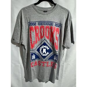 Crooks & Castles Mens Heather Gray Graphic Print T-Shirt Medium